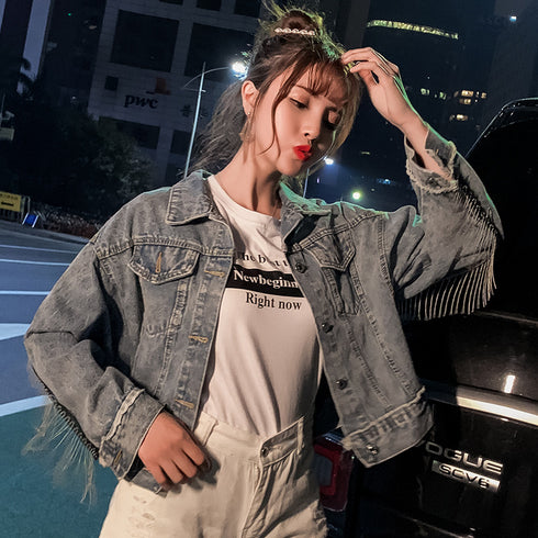 Printed beaded denim jacket - ROUTINE FASHION