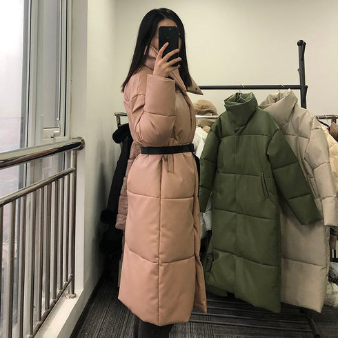 Winter Warm Leather Parkas Women Straight Loose - ROUTINE FASHION