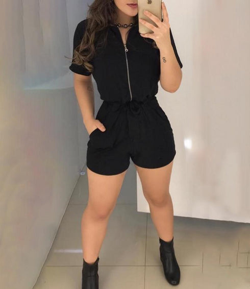 Lapel zip jumpsuit - ROUTINE FASHION