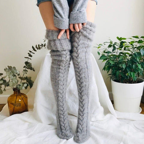 Winter Socks Over The Knee Lengthened Long Tube Knitted Pile Socks - ROUTINE FASHION