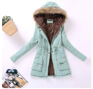 Thick Winter Jacket Women Large Size Long Section Hooded parka outerwear new fashion fur collar Slim padded cotton warm coat - ROUTINE FASHION