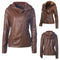 Solid color women's leather jacket - ROUTINE FASHION