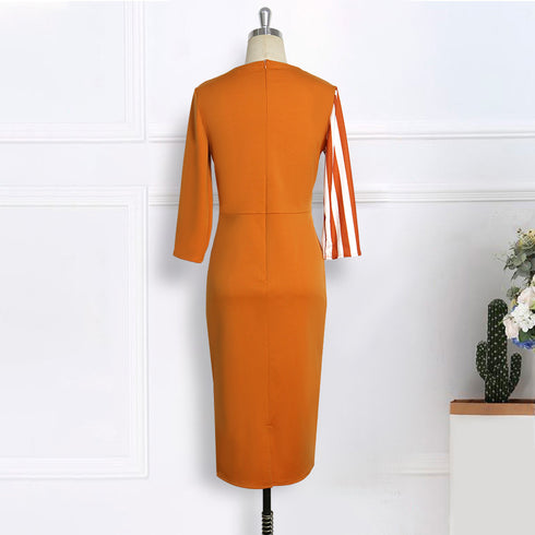 V-neck colorblock striped slimming pencil skirt - ROUTINE FASHION