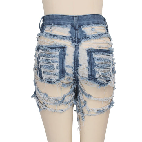 Washed frayed stretch denim shorts - ROUTINE FASHION