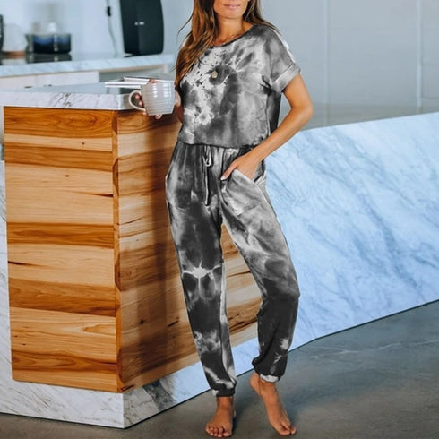 Short sleeve women trouser suit - ROUTINE FASHION