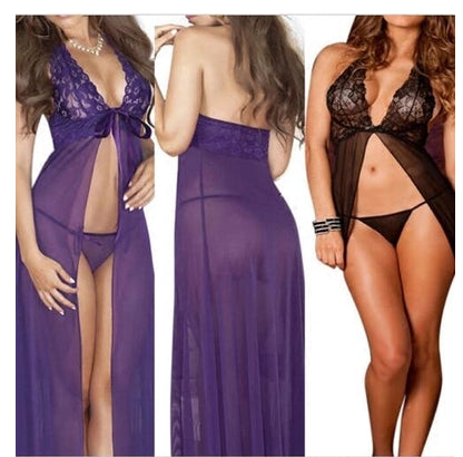 alter lace maxi skirt front slitty pajamas sexy lingerie - ROUTINE FASHION