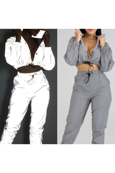 Luminous reflective jacket women silver jacket - ROUTINE FASHION