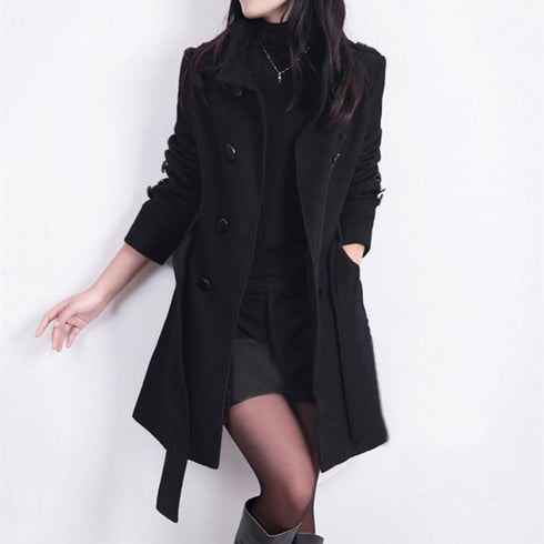 Woolen Coat Women Mid-Length Korean Style Woolen Coat - ROUTINE FASHION