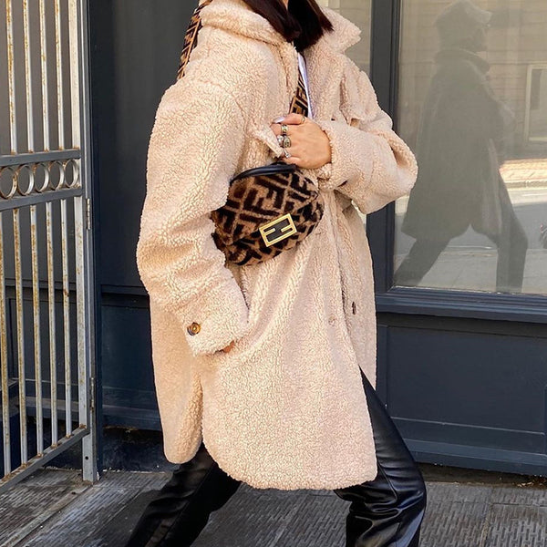 Women Winter Faux Fur Warm Long Coat Korean Teddy Coats - ROUTINE FASHION