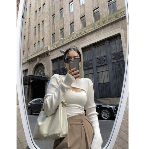 White Waistcoat Women's Outer Wear Short Round Neck Pullover - ROUTINE FASHION
