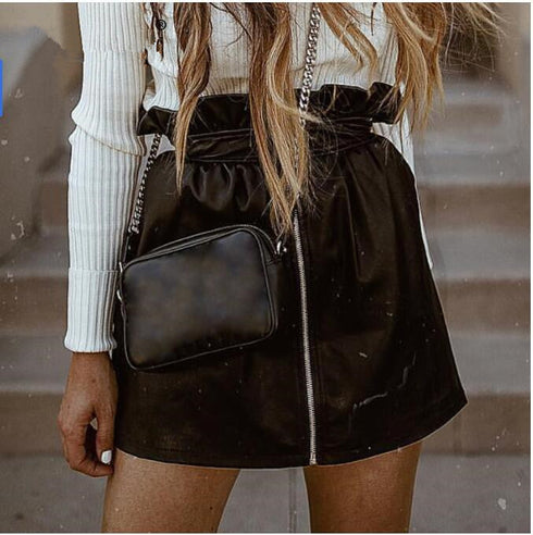 High waist leather skirt - ROUTINE FASHION