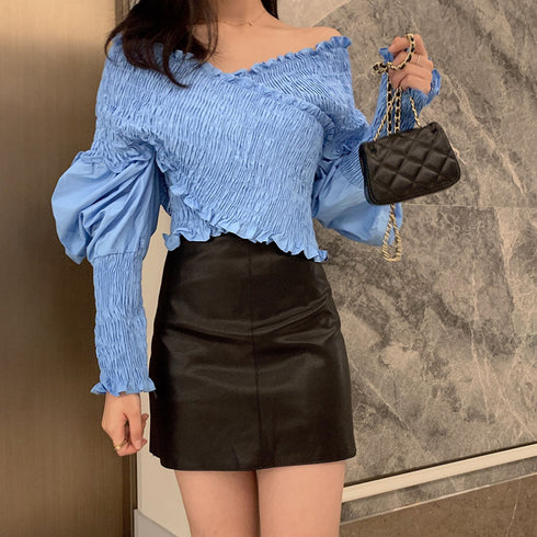 Puff sleeve Off shoulder blouse shirt - ROUTINE FASHION