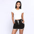 Elastic waist stripe stitching mini skirt - ROUTINE FASHION