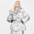 Winter Jacket Thick Mid-length Waist White Duck Down Jackets Slim Belt Silver Shiny Parka Women Coat - ROUTINE FASHION