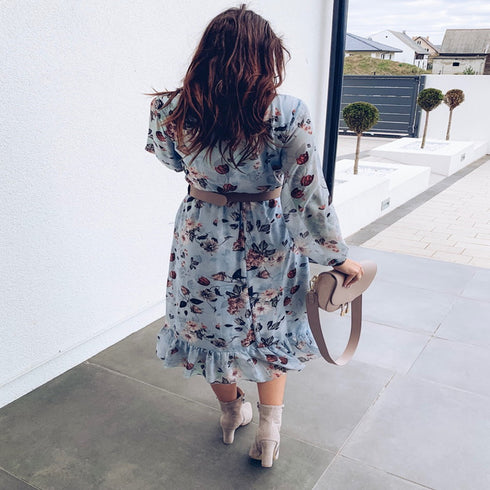 V-neck print dress maxi - ROUTINE FASHION