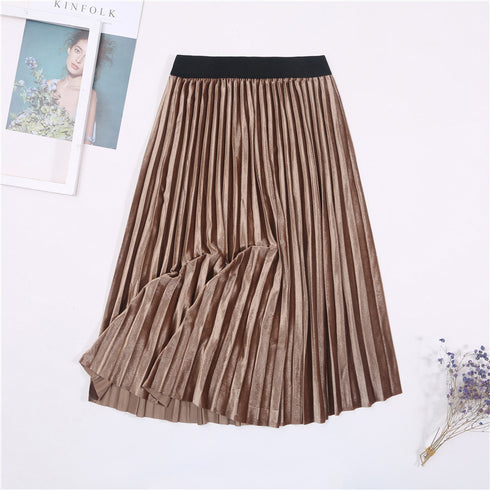Gold velvet pleated skirt - ROUTINE FASHION