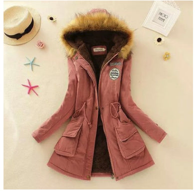 Thick Winter Jacket Women Large Size Long Section Hooded parka outerwear new fashion fur collar Slim padded cotton warm coat - ROUTINE FASHION
