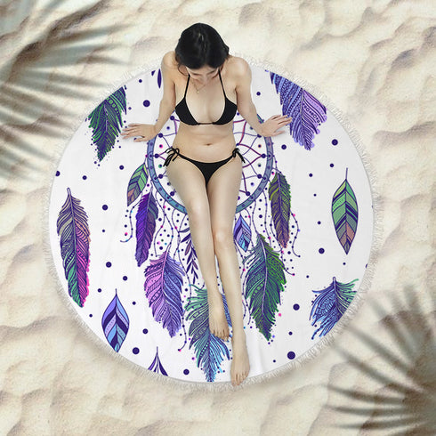 Fringed beach towel round bath towel beach towel - ROUTINE FASHION