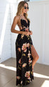Sleeveless printed low-cut halter strap maxi skirt - ROUTINE FASHION