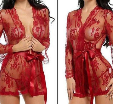 Sexy lingerie bathrobe strappy nightdress set - ROUTINE FASHION