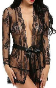 Sexy lingerie bathrobe strappy nightdress set - ROUTINE FASHION