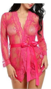 Sexy lingerie bathrobe strappy nightdress set - ROUTINE FASHION