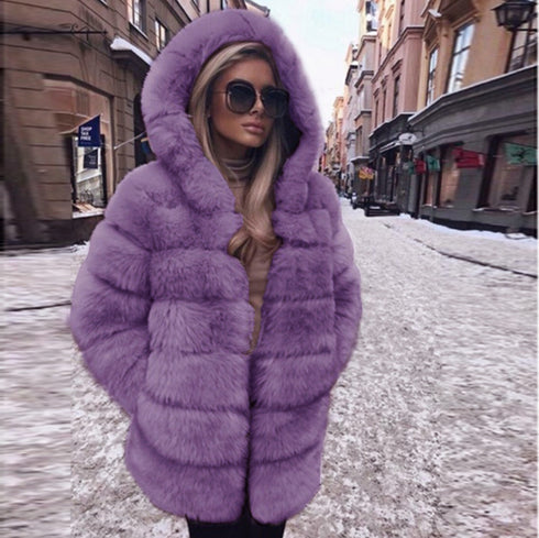 Women Luxury Winter Warm Fluffy Faux Fur Short Coat Jacket - ROUTINE FASHION