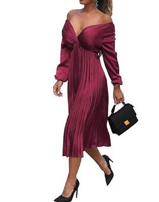 V-neck pleated pleated skirt - ROUTINE FASHION