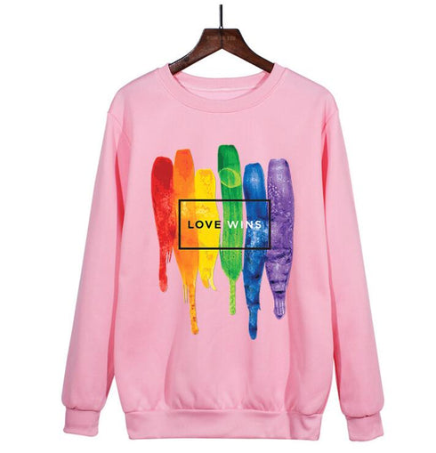 Love Wins Women Pride Lgbt Lesbian Rainbow Sweatshirt - ROUTINE FASHION