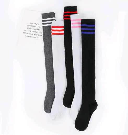 Ladies' Socks Spring and Autumn Stripes Three Bars College Wind Socks Japanese Over-the-Knee Socks Women - ROUTINE FASHION