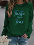 Letter Print Hoodie Women Wool Long Sleeve O-Neck Loose Sweatshirt - ROUTINE FASHION