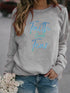 Letter Print Hoodie Women Wool Long Sleeve O-Neck Loose Sweatshirt - ROUTINE FASHION