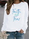 Letter Print Hoodie Women Wool Long Sleeve O-Neck Loose Sweatshirt - ROUTINE FASHION