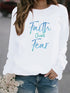 Letter Print Hoodie Women Wool Long Sleeve O-Neck Loose Sweatshirt - ROUTINE FASHION