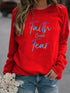 Letter Print Hoodie Women Wool Long Sleeve O-Neck Loose Sweatshirt - ROUTINE FASHION