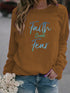Letter Print Hoodie Women Wool Long Sleeve O-Neck Loose Sweatshirt - ROUTINE FASHION