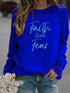 Letter Print Hoodie Women Wool Long Sleeve O-Neck Loose Sweatshirt - ROUTINE FASHION