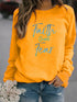 Letter Print Hoodie Women Wool Long Sleeve O-Neck Loose Sweatshirt - ROUTINE FASHION