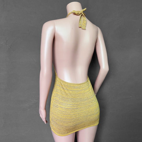 Knitted Dress With Hip And Halter - ROUTINE FASHION