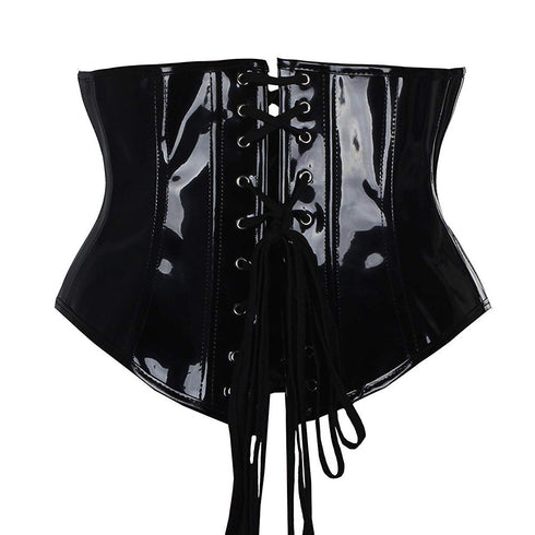 Sexy Short PU Leather Waist Clip Corset European and American Court Corset - ROUTINE FASHION