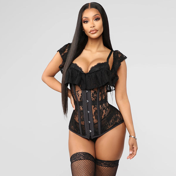 Women's See-Through Cardigan Shaping Lace Tunic Top - ROUTINE FASHION