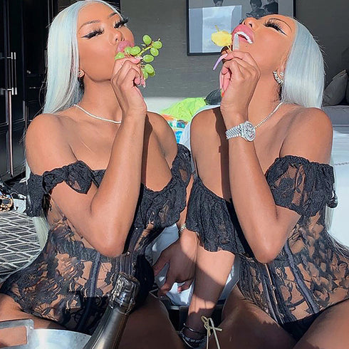 Women's See-Through Cardigan Shaping Lace Tunic Top - ROUTINE FASHION