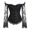 Sexy Lingerie Women Corset Bustier Top Overbust Sexy Nightclub Clothing Steampunk Gothic Lace Long Sleeves Corsets Costume - ROUTINE FASHION