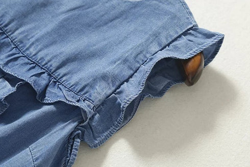 Ruffled Tencel Denim Short One-piece Dress - ROUTINE FASHION