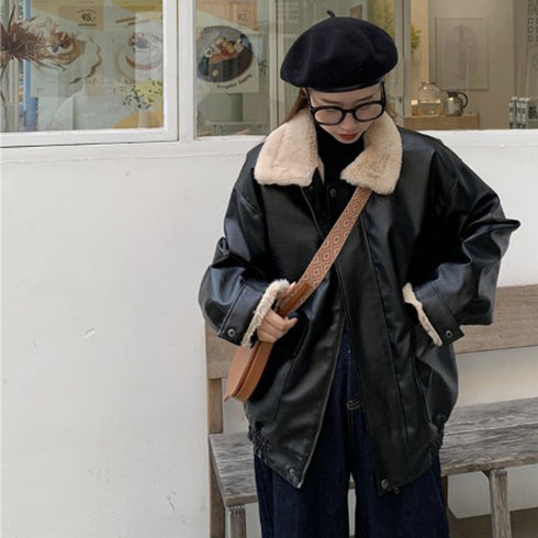 Women's Fashion Retro Leather  Warm Jacket - ROUTINE FASHION