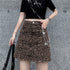 Harajuku Style Retro Denim Skirt High Waist Leopard Print Skirt Women - ROUTINE FASHION