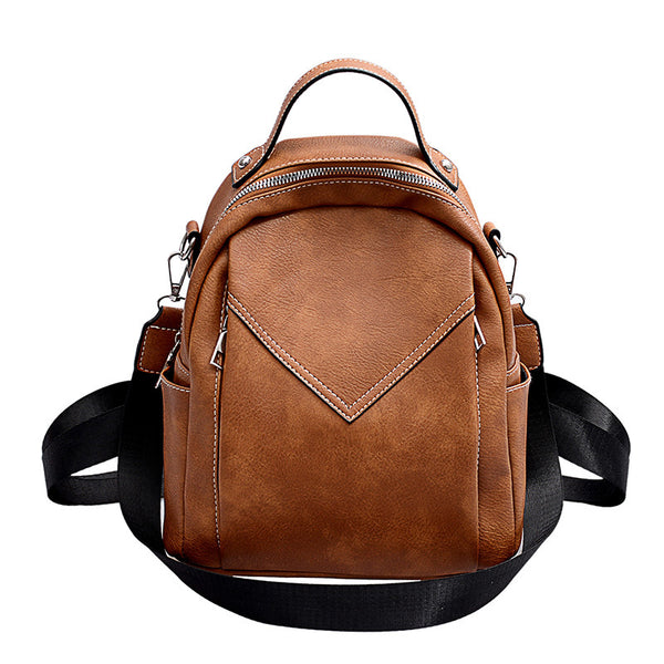 Fashion Simple and Versatile Soft Leather One-Shoulder Small Backpack - ROUTINE FASHION