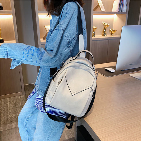 Fashion Simple and Versatile Soft Leather One-Shoulder Small Backpack - ROUTINE FASHION