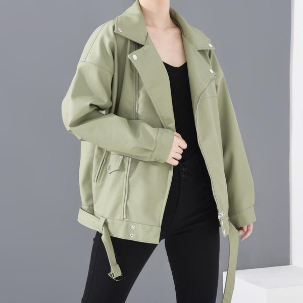 Leather Jacket Student Motorcycle Jacket - ROUTINE FASHION