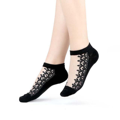 Sexy Lace Mesh Socks Transparent for women Ankle Thin Socks - ROUTINE FASHION